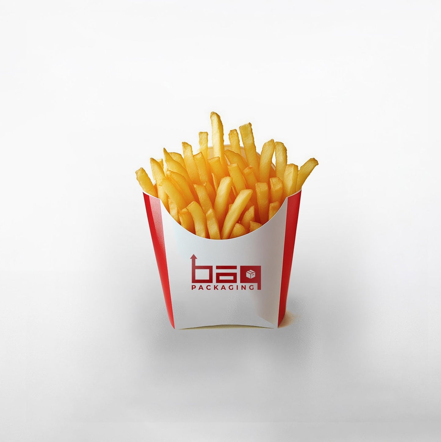 Custom chip scoops with personalised branding, ideal for takeaway and restaurant use, showcasing durable and stylish packaging